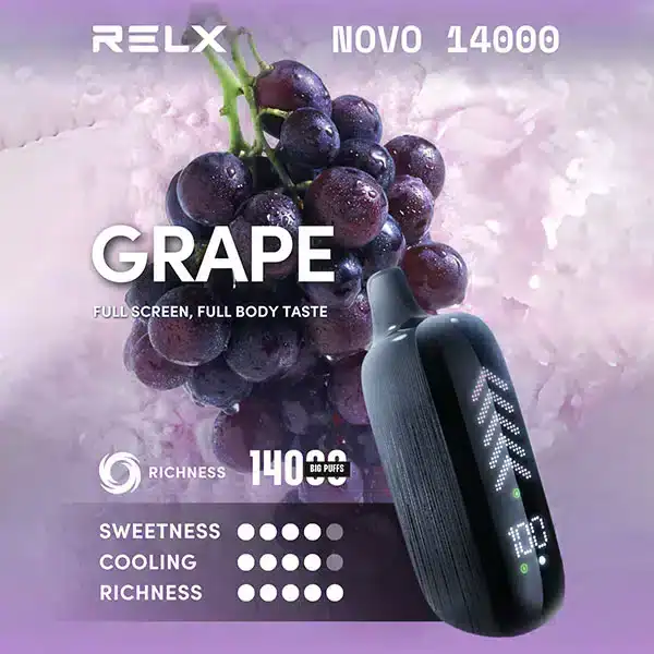 RELX Novo 14000 Puffs กลิ่นองุ่น หวานเข้มข้น หอมฉ่ำพร้อมความสดชื่น