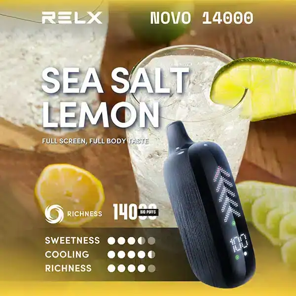 RELX Novo 14000 Puffs กลิ่นเลมอนเกลือ หอมเปรี้ยวเค็มแปลกใหม่ ชุ่มฉ่ำไม่เหมือนใคร