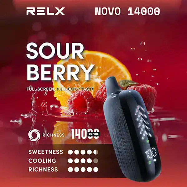 RELX Novo 14000 Puffs กลิ่นเบอร์รี่เปรี้ยวหวาน หอมชัดเติมพลังสดใส