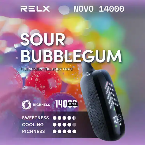 RELX Novo 14000 Puffs กลิ่นหมากฝรั่งเปรี้ยวอมหวาน หอมสนุกมีชีวิตชีวา