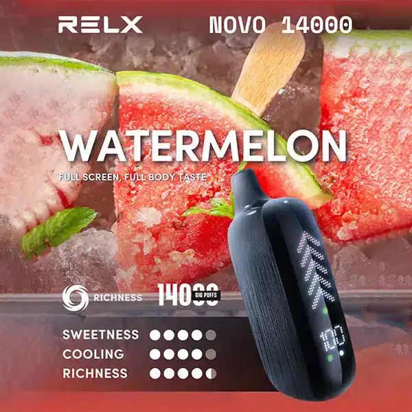 RELX Novo 14000 Puffs กลิ่นแตงโม หวานฉ่ำแบบผลไม้สด เติมความสดชื่นให้ทุกคำ