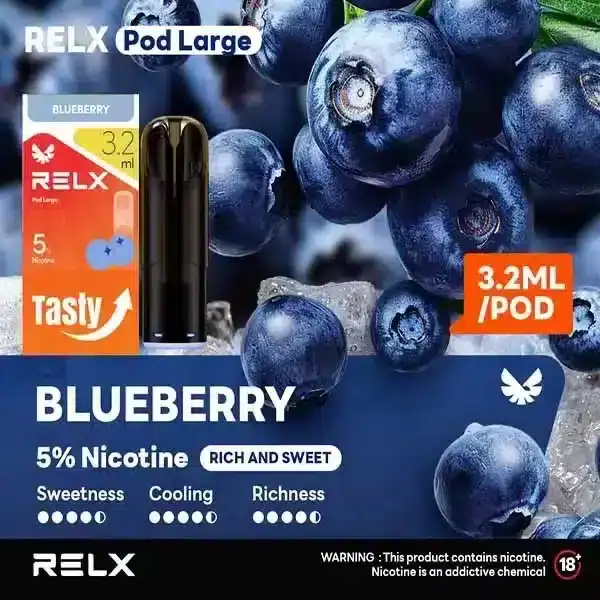 Relx Pod Large กลิ่นบลูเบอร์รี่ หอมหวาน ฉ่ำเต็มรส