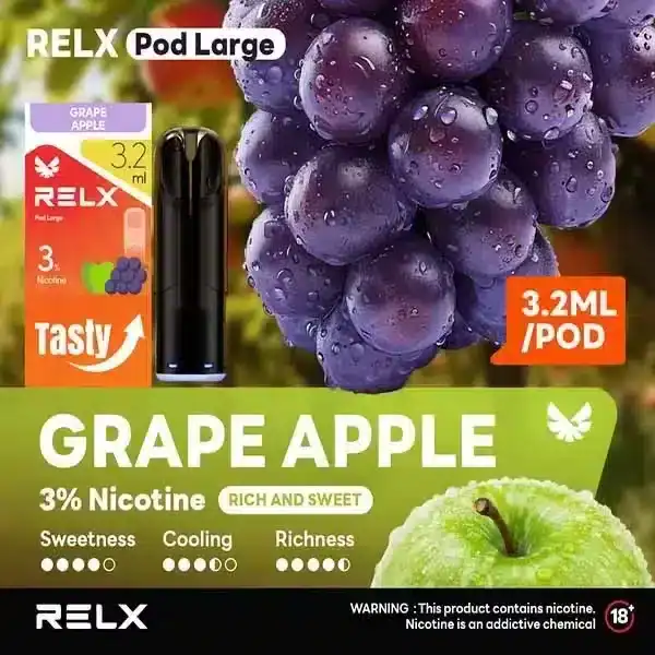 Relx Pod Large กลิ่นองุ่นแอปเปิ้ล หอมหวานสดชื่นลงตัว