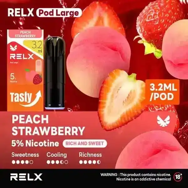 Relx Pod Large กลิ่นพีชสตรอว์เบอร์รี่ หอมหวานสดชื่นลงตัว