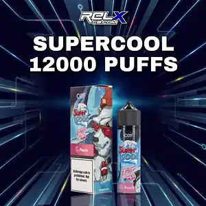 supercool 12000 puffs กลิ่นพีช หอมหวานละมุน สดชื่นทุกคำสูบ