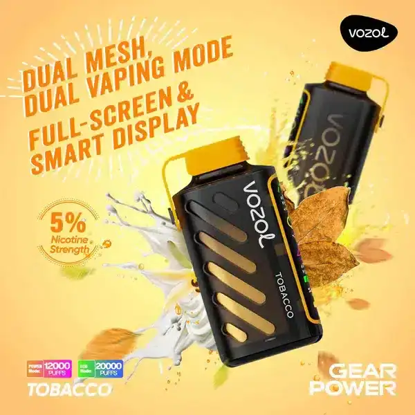 vozol gear power 20000 puffs กลิ่นยาสูบ หอมลุ่มลึกแบบคลาสสิกดั้งเดิม