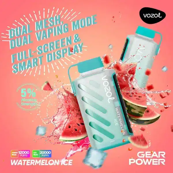 vozol gear power 20000 puffs กลิ่นแตงโมเย็น หวานฉ่ำสดชื่นเต็มรสชาติ