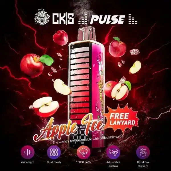 cks pulse 15000 puffs กลิ่นแอปเปิ้ลเย็น หอมกรอบสดชื่น ให้สัมผัสเปรี้ยวหวานลงตัว
