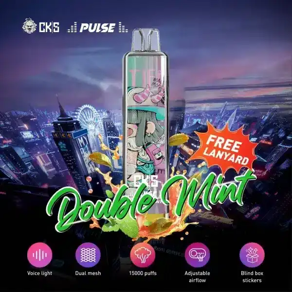 cks pulse 15000 puffs กลิ่นดับเบิ้ลมินต์ เย็นสุดขั้ว หอมสดชื่นเต็มคำ