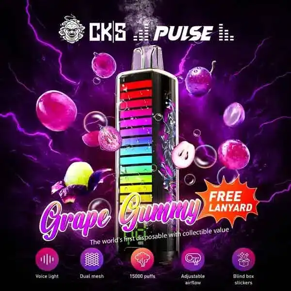 cks pulse 15000 puffs กลิ่นองุ่นกัมมี่ หอมหวานนุ่มนวล เหมือนขนมลูกอมหนึบ