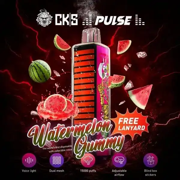 cks pulse 15000 puffs กลิ่นแตงโมกัมมี่ หวานฉ่ำ หอมสนุกเต็มคำ