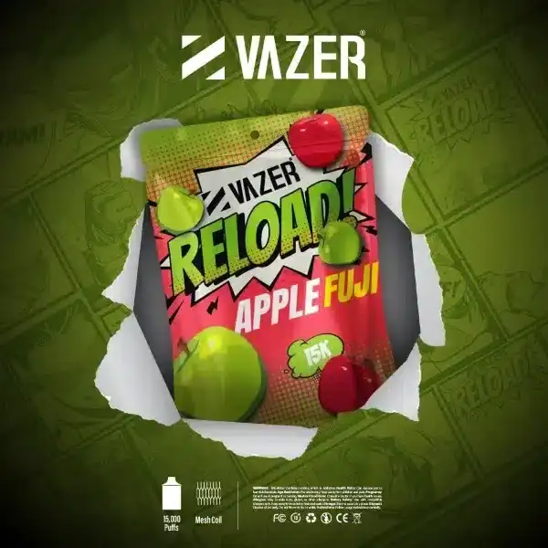vazer reload 15k กลิ่นหอมหวาน สดชื่นแบบแอปเปิ้ลญี่ปุ่นแท้