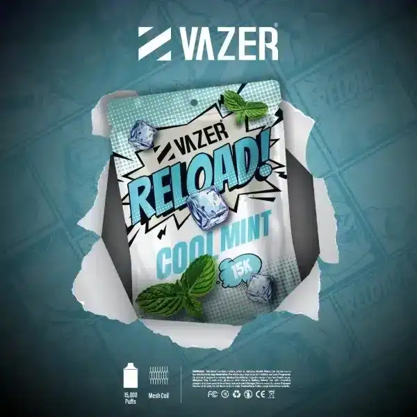 vazer reload 15k กลิ่นเย็นแรง กลิ่นสะอาด รีเฟรชได้ทันที