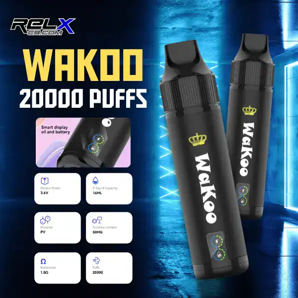 wakoo 20000 puffs พอตใช้แล้วทิ้งรุ่นใหม่ ราคาถูกสุดคุ้ม ฟังก์ชันครบครัน
