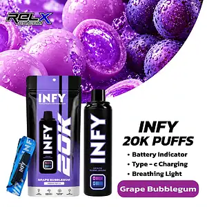 infy 20k grape bubblegum กลิ่นหมากฝรั่งองุ่น หอมองุ่นเต็มคำ สูบมันจนวางไม่ลง