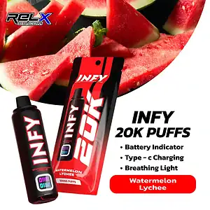 พอตใช้แล้วทิ้ง infy 20k watermelon lychee หอมฟุ้ง ทะลุปอด